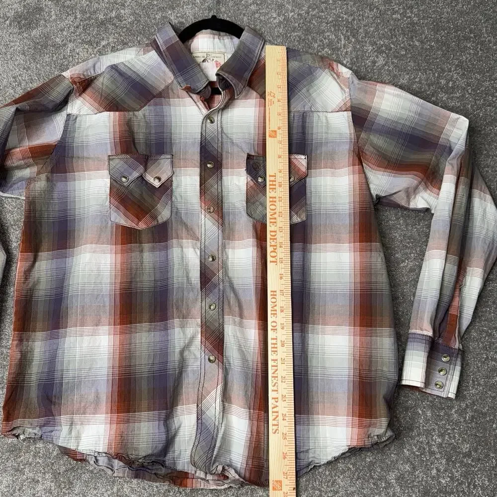 Vintage‎ Wrangler Pearl Snap Western Shirt 2M Plaid W Pocket Rodeo Cowboy
